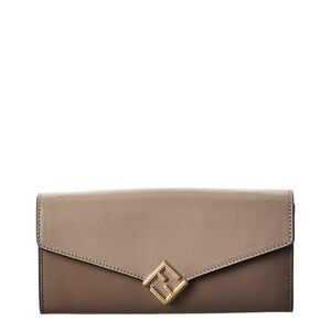 Fendi Ff Diamonds Leather Wallet On Chain, Grey